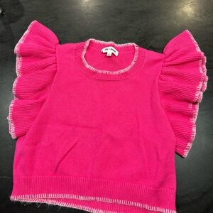 Hot pink short sleeve sweater.  Size large but fits like a medium.  Worn once